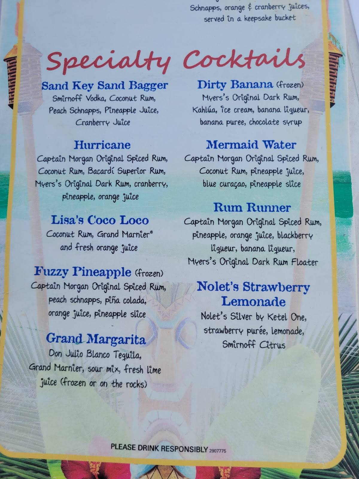 Menu at Mangos Restaurant & Tiki Bar, North Redington Beach