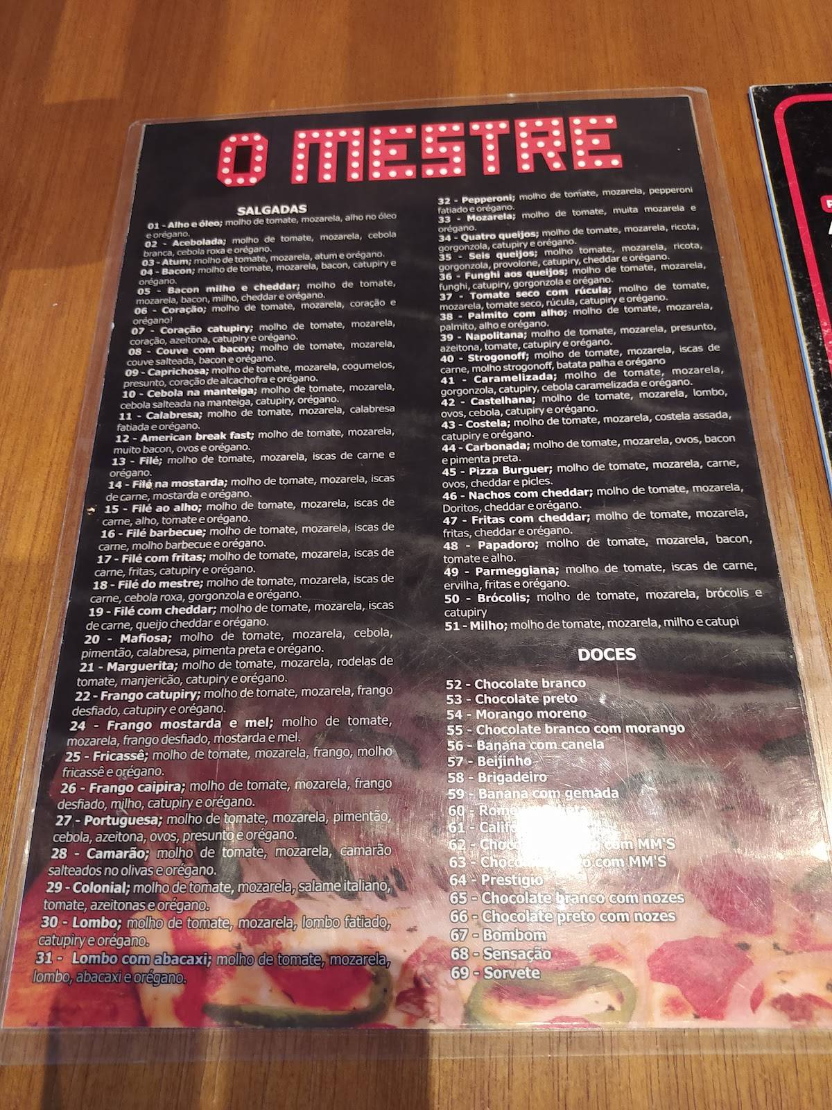 Menu em O Mestre Pizzaria Gourmet & Sushi, Gramado