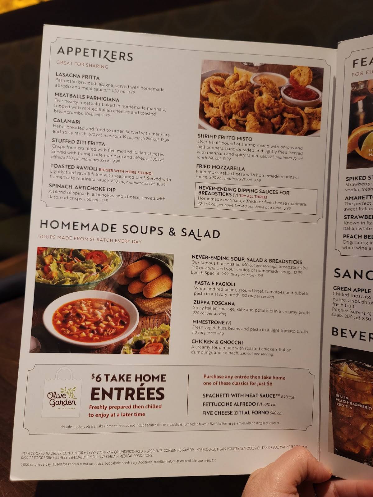 Menu at Olive Garden Italian Restaurant, Yuba City