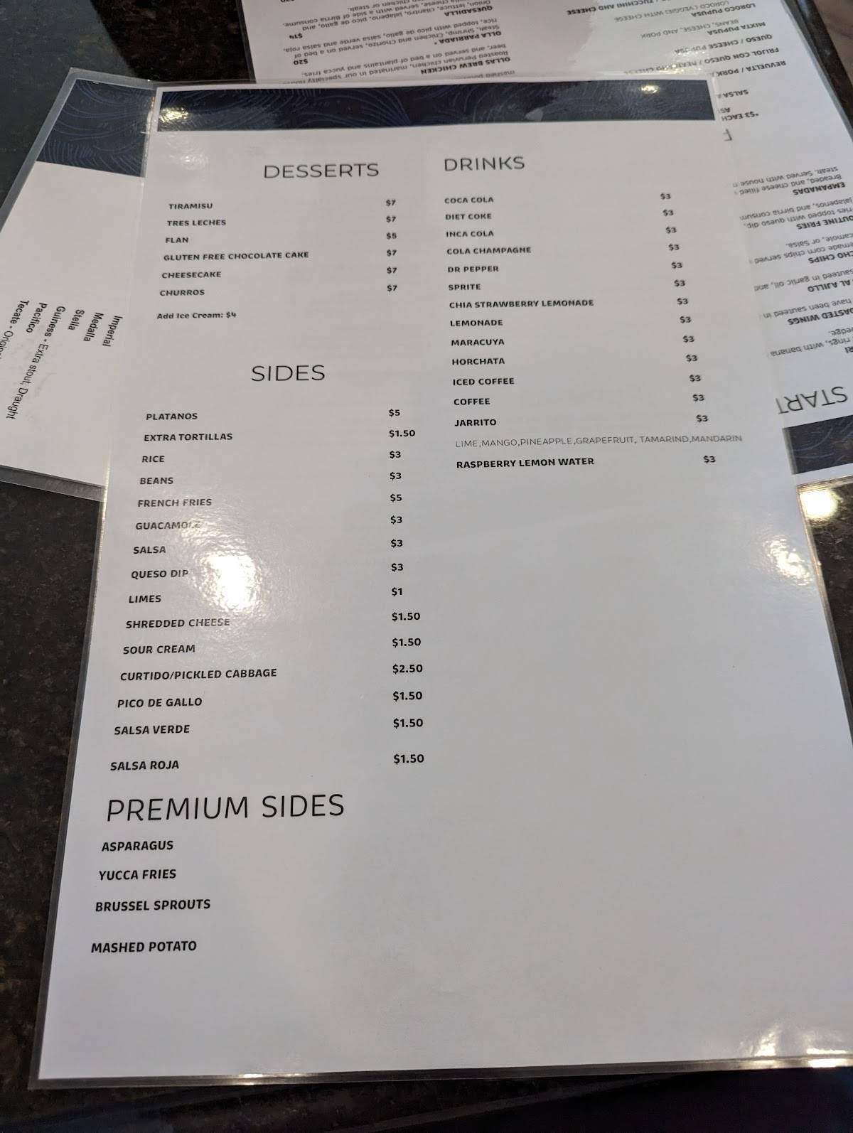 Menu at Olla Cafe & Bar, Stafford, Jefferson Davis Hwy STE 103