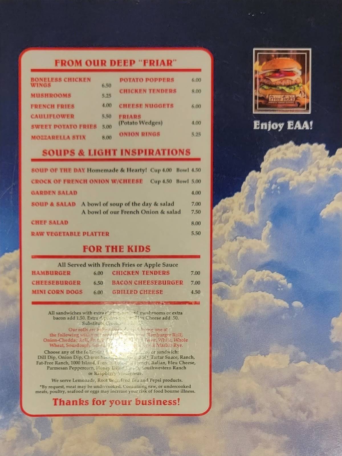 Menu at Friar Tuck's pub & bar, Oshkosh