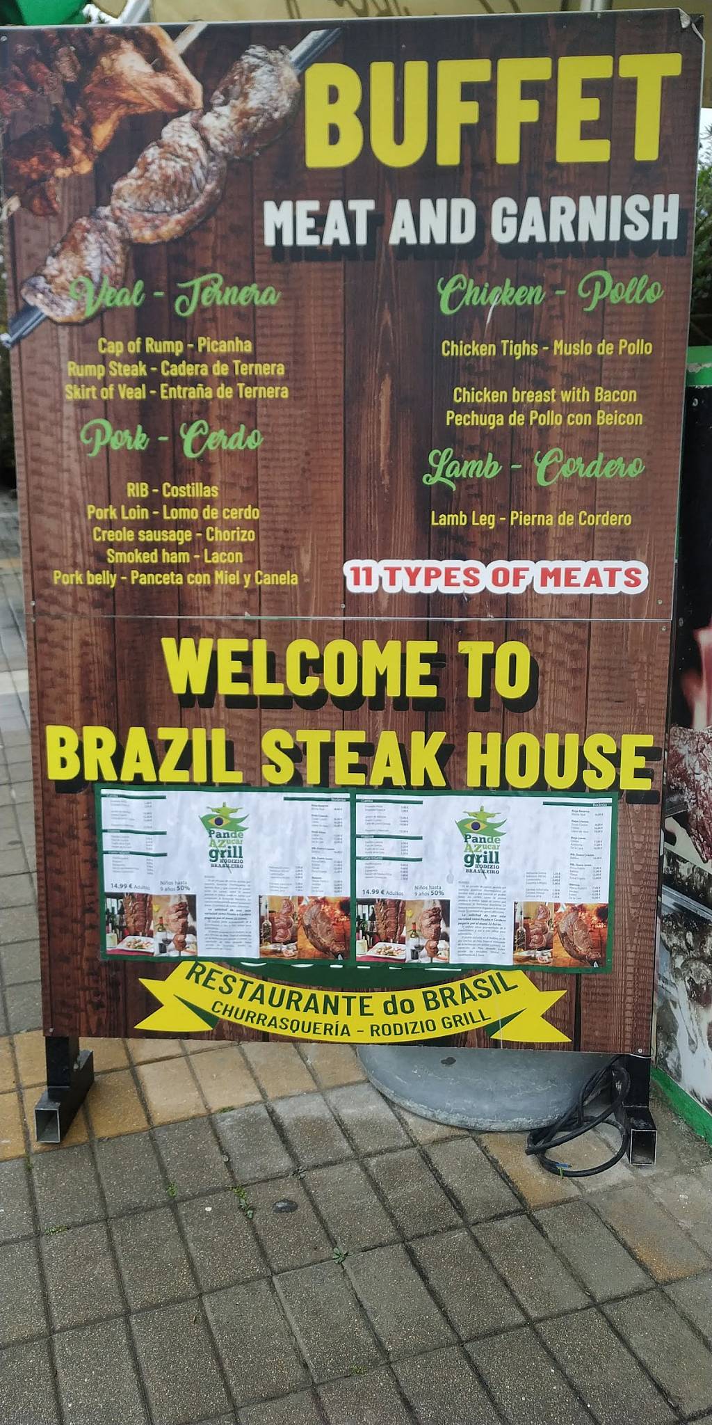 Carta del restaurante Pan De azúcar Grill Rodizio Brasileiro Campamento