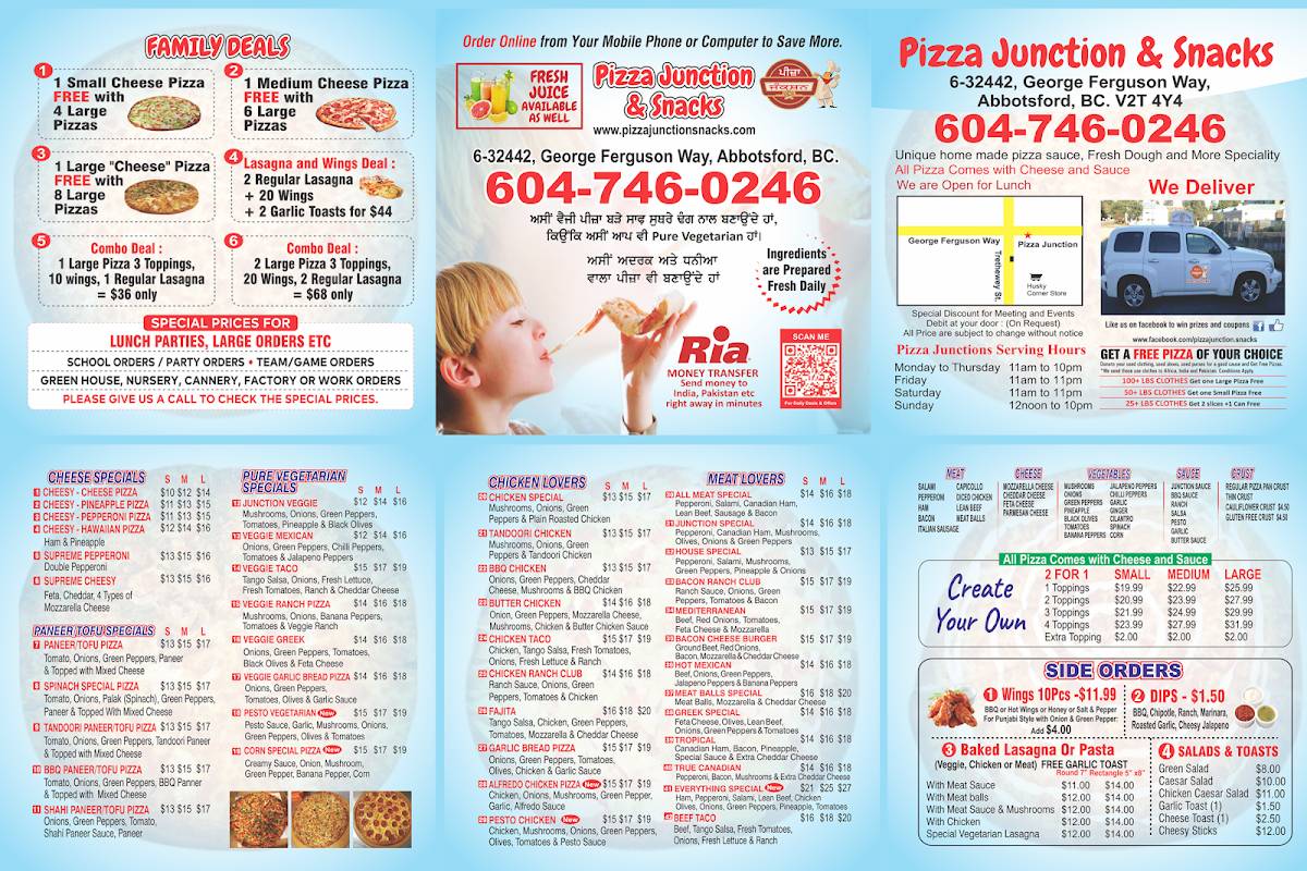 Menu at Pizza Junction pizzeria, Abbotsford, Ferguson Way 6