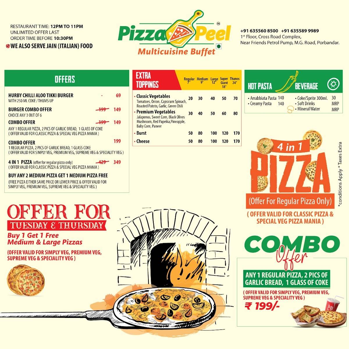 Menu at Pizza Peel, Porbandar, 1st Floor