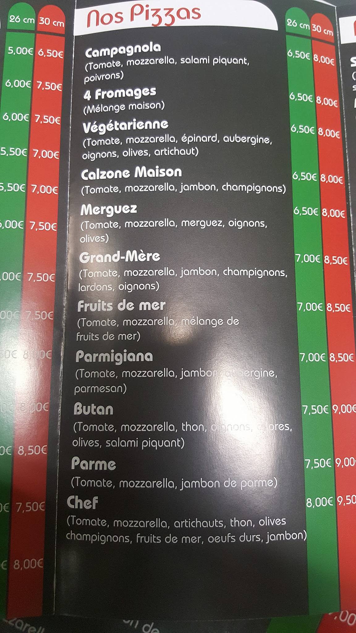 Menu au Chez Nono, GrâceHollogne, C