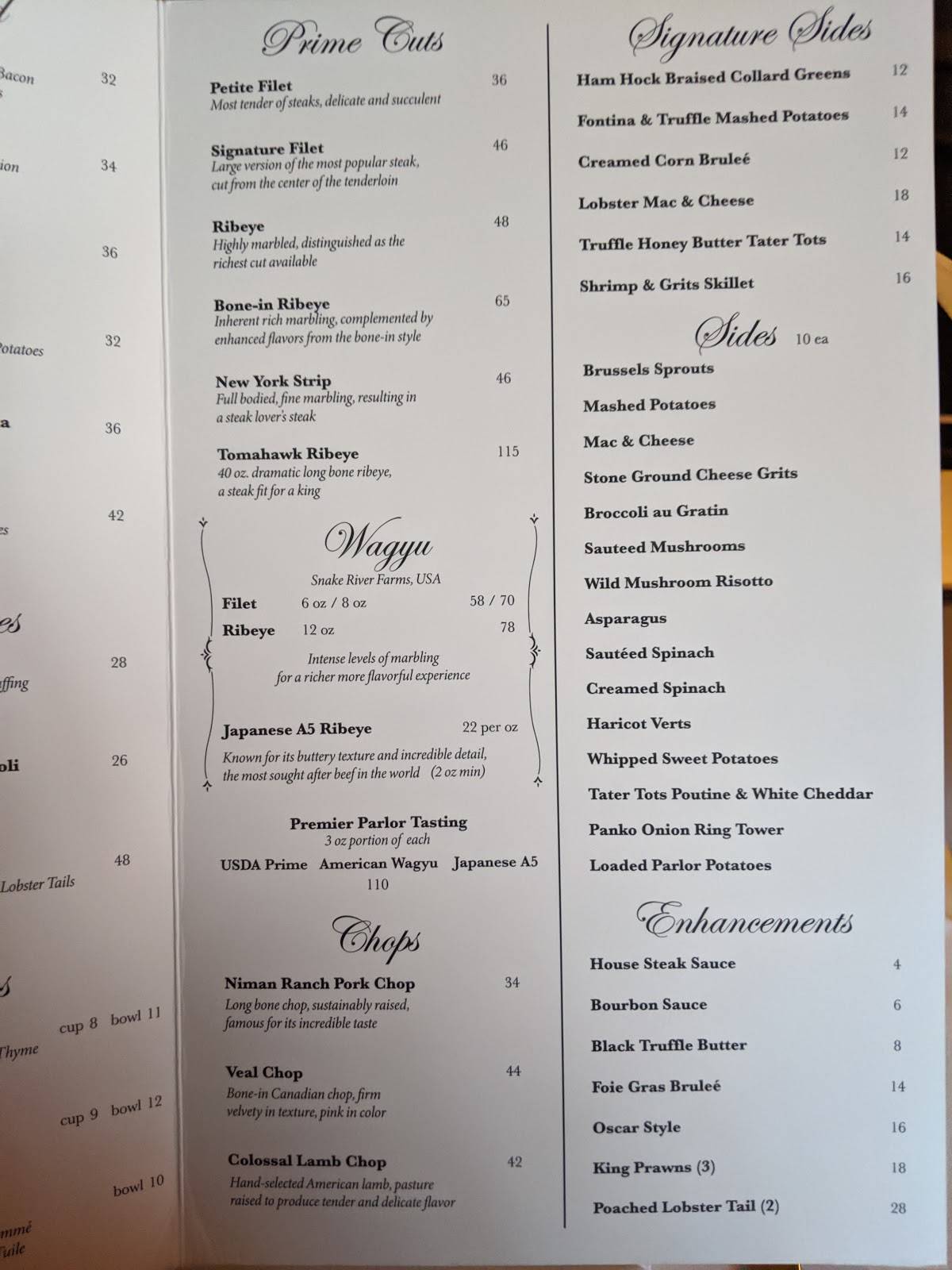 Menu at Porch and Parlor pub & bar, Memphis