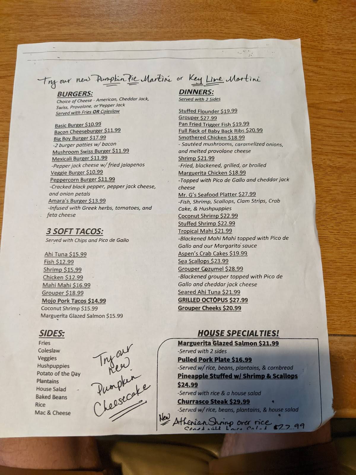 Menu at Marguerita Grill pub & bar, Homosassa, W Halls River Rd