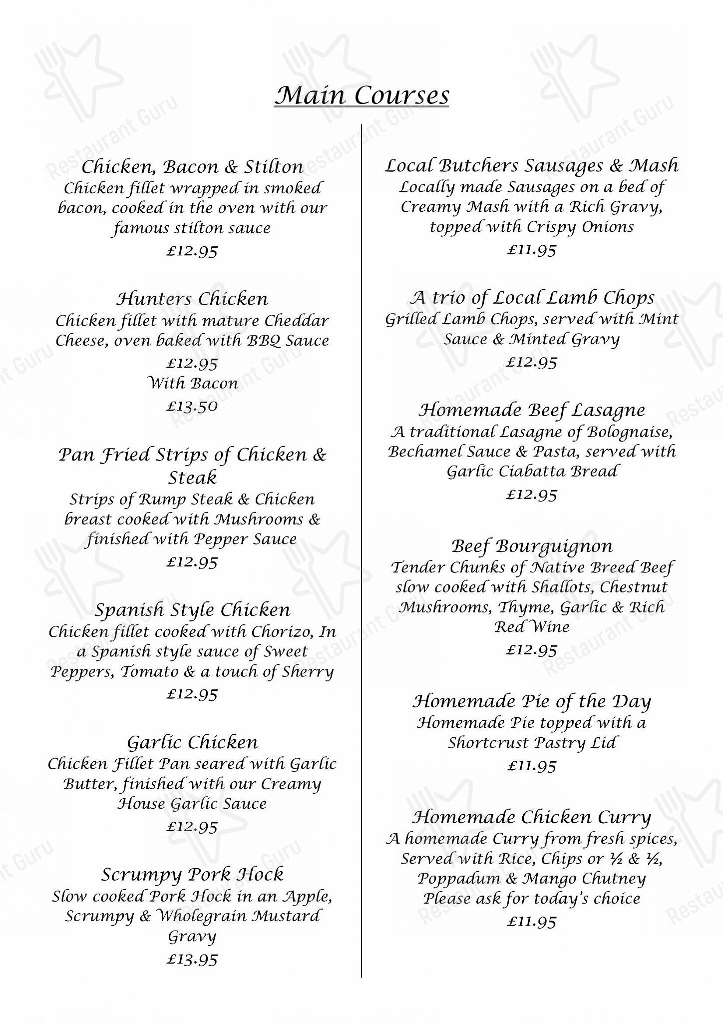 Menu At The Marquis Of Granby Pub And Bar Ipstones 