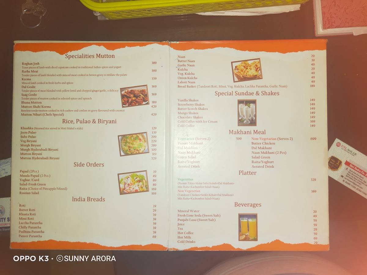 Menu at Moti Mahal Delux Tandoori Trail, Bathinda