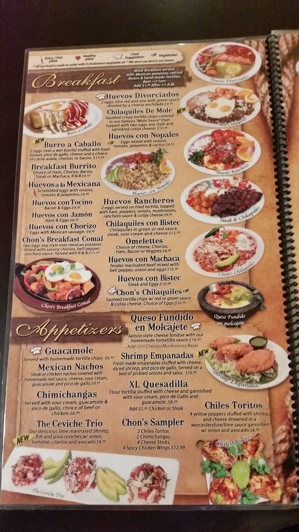 Menu at Fonda Don Chon restaurant, Rancho Cucamonga