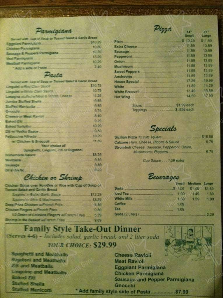 Menu at Dino & Francesco's PizzaPasta restaurant, Moosic