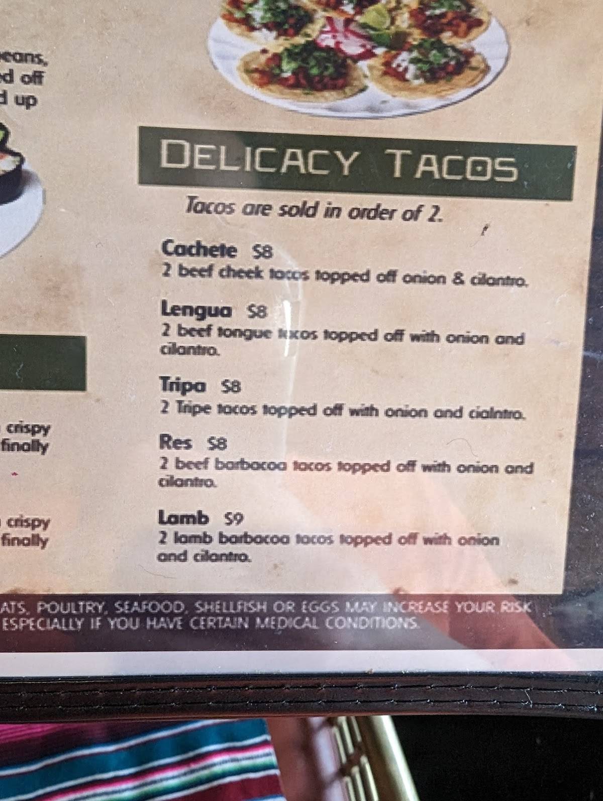 Menu at El Legendario Mexican Restaurant, Seattle