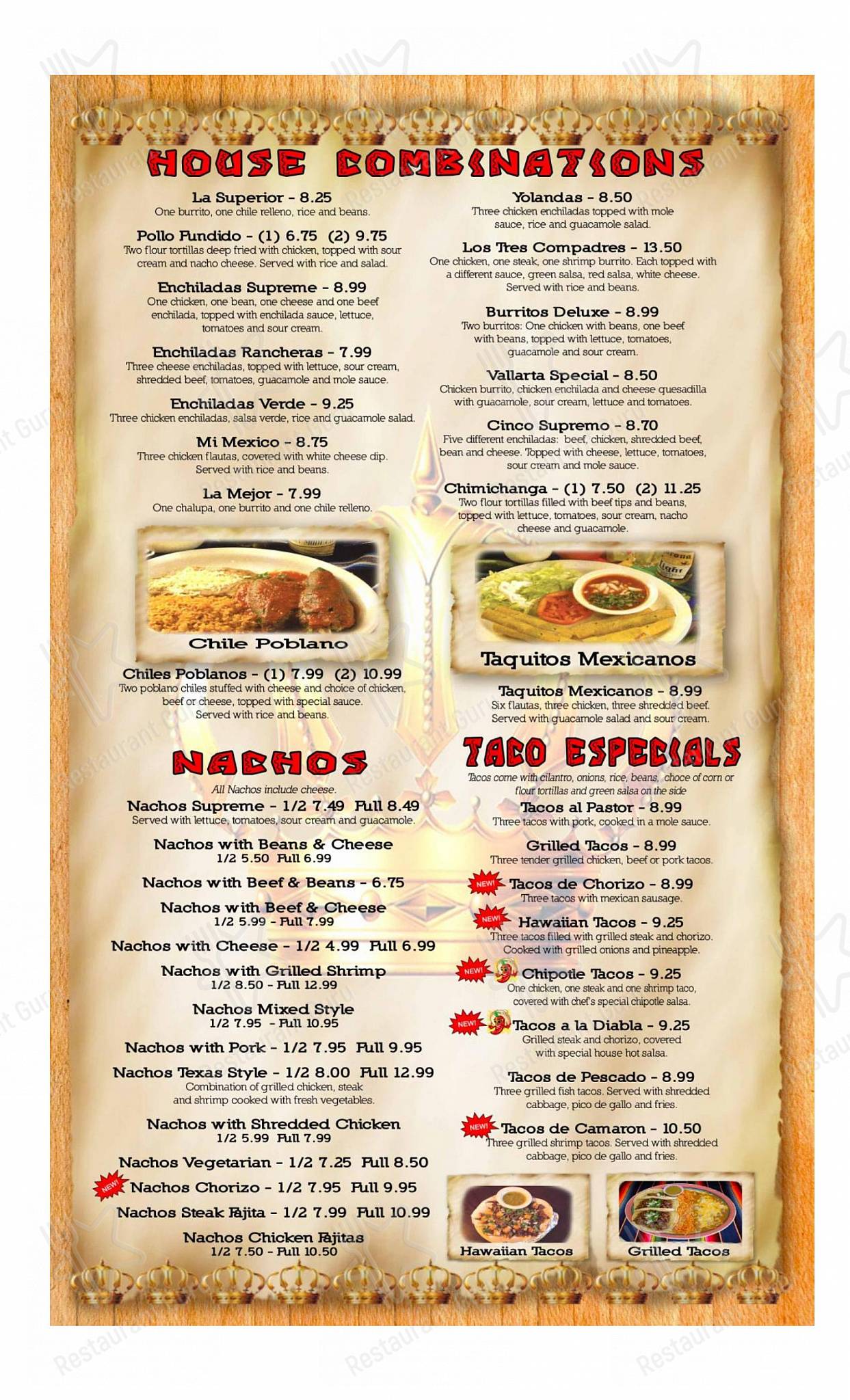 Menu at El Patron Family Mexican Restaurant, Cornelia