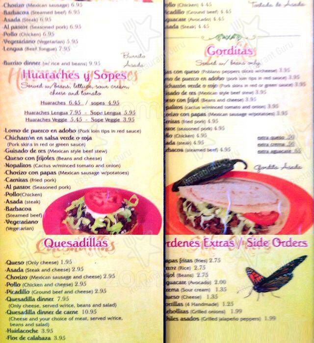 El Tarasco menu