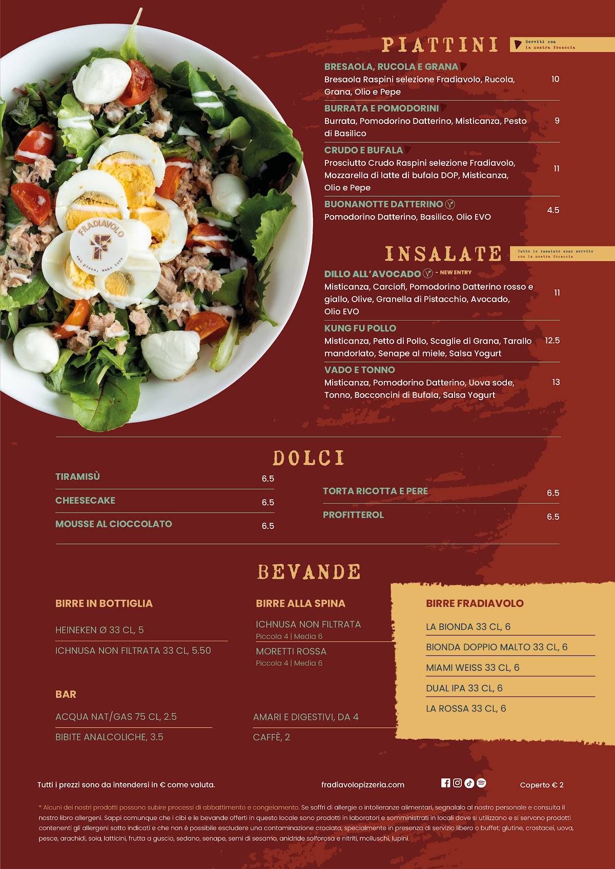 Menu da Fradiavolo Pizzeria Torino Piazza Carlina, Torino, P.za Carlo Emanuele II