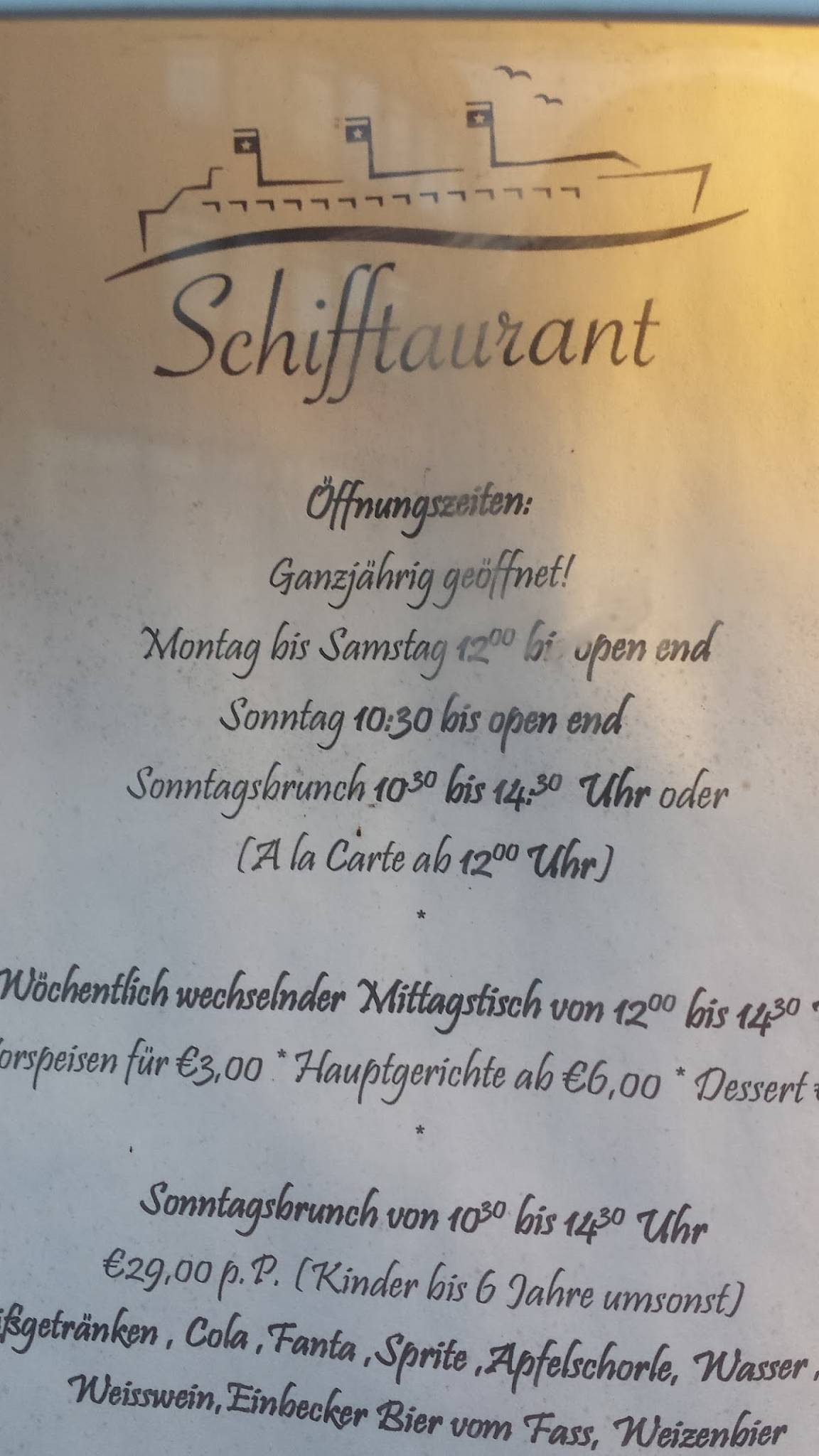 Restaurant Heimathafen Speisekarte