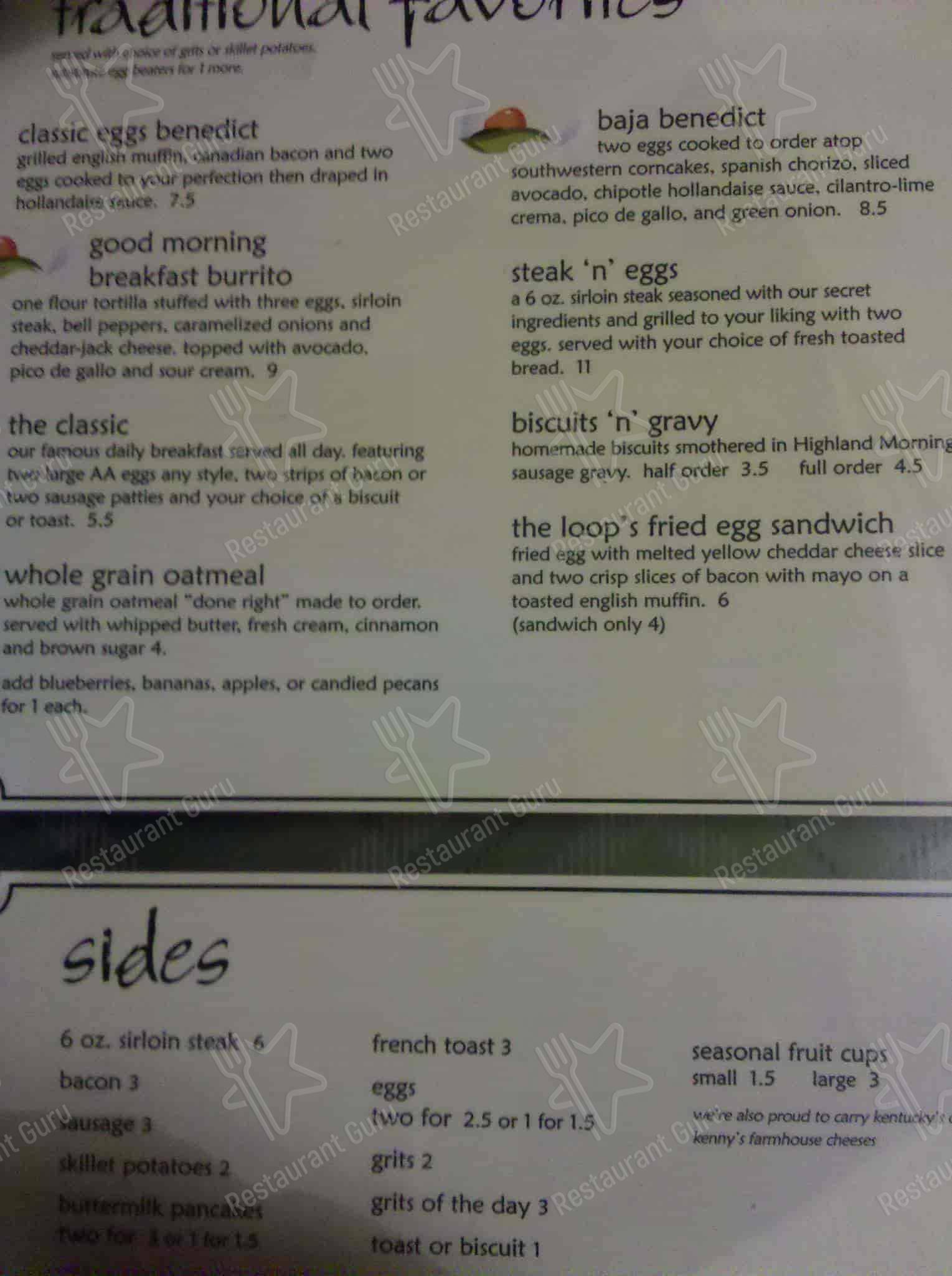 Highland Morning menu