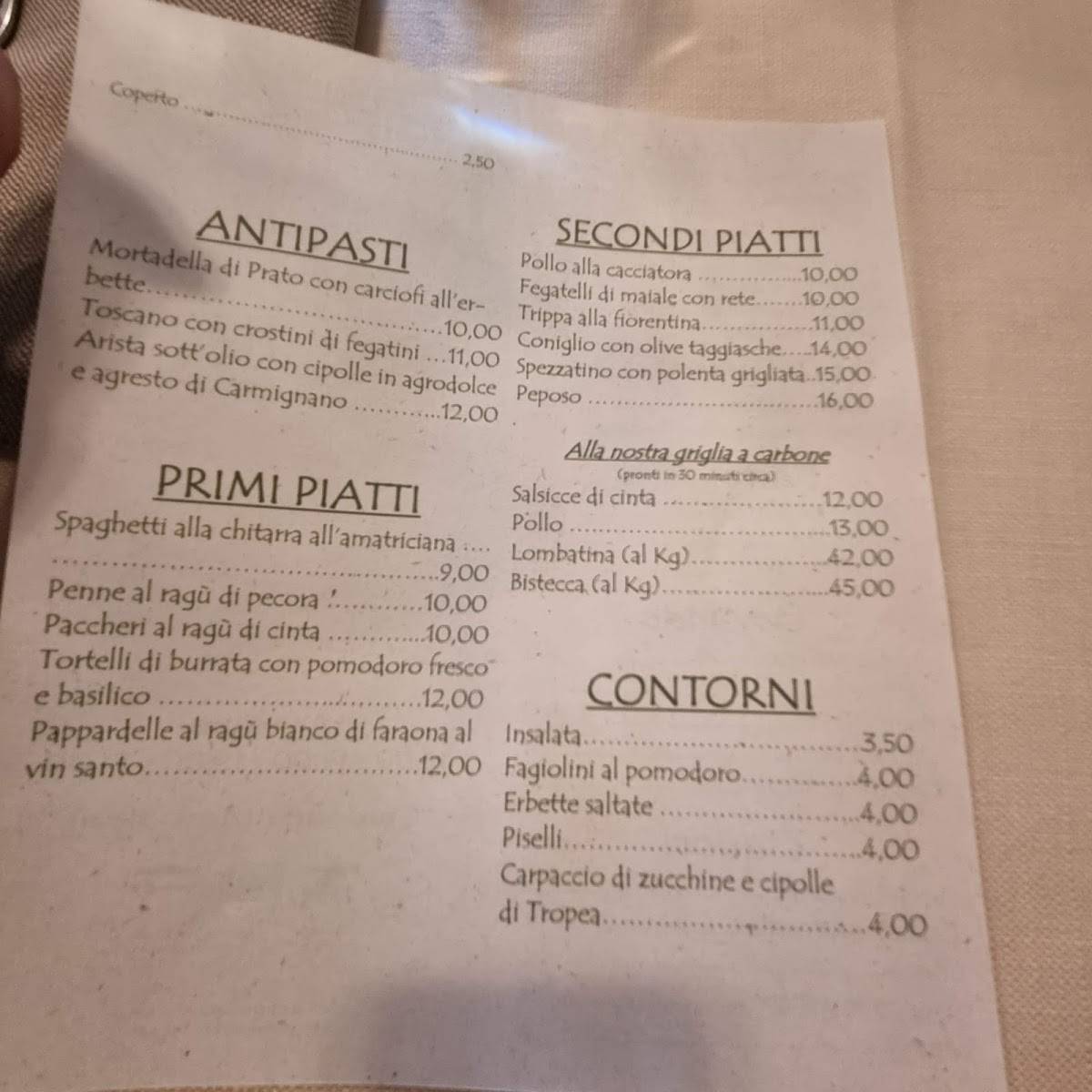 Menu Da Il Falcone Ristorante Poggio A Caiano