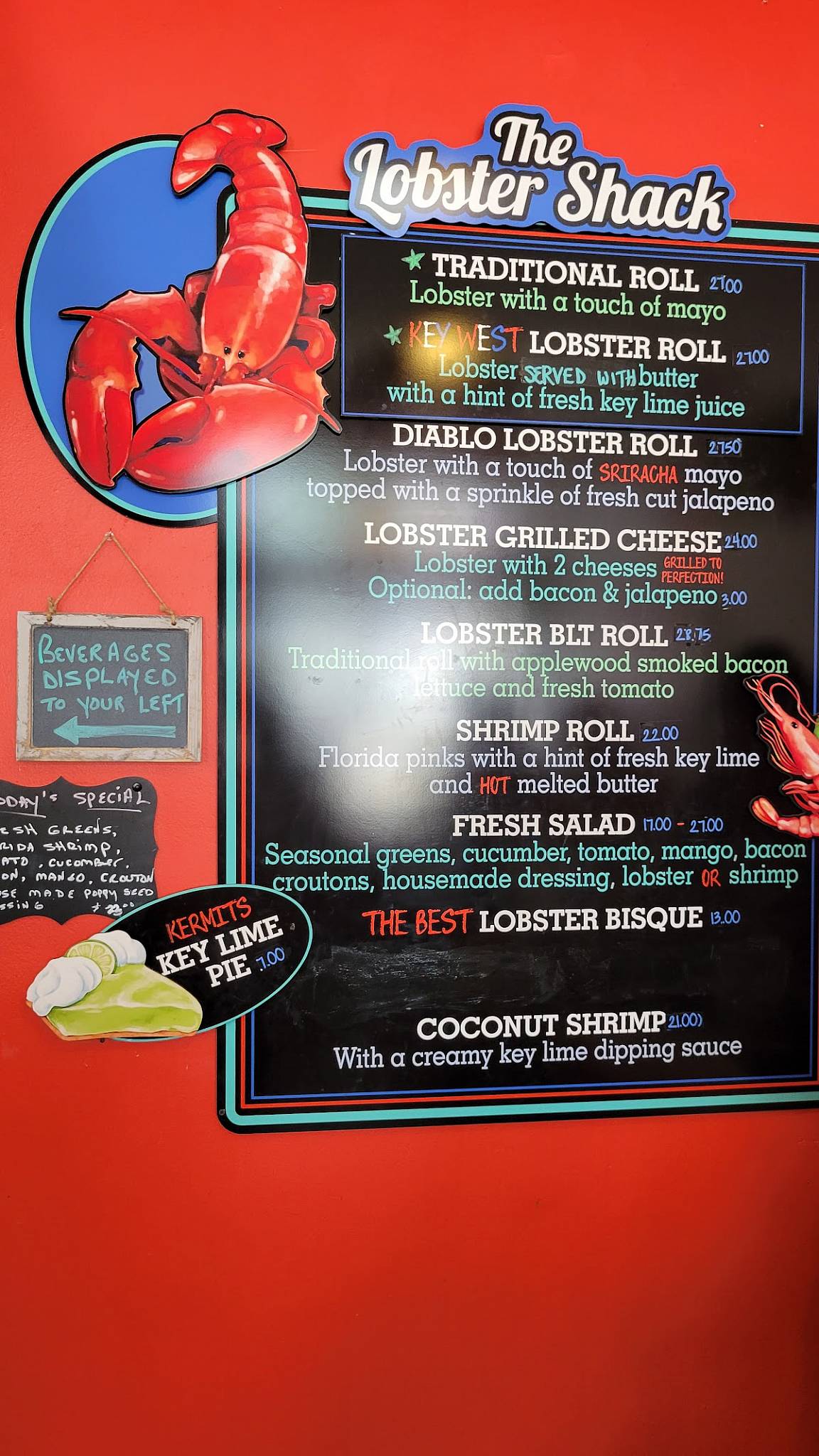 Menu at Lobster Shack Key West restaurant, Key West, 507 South St