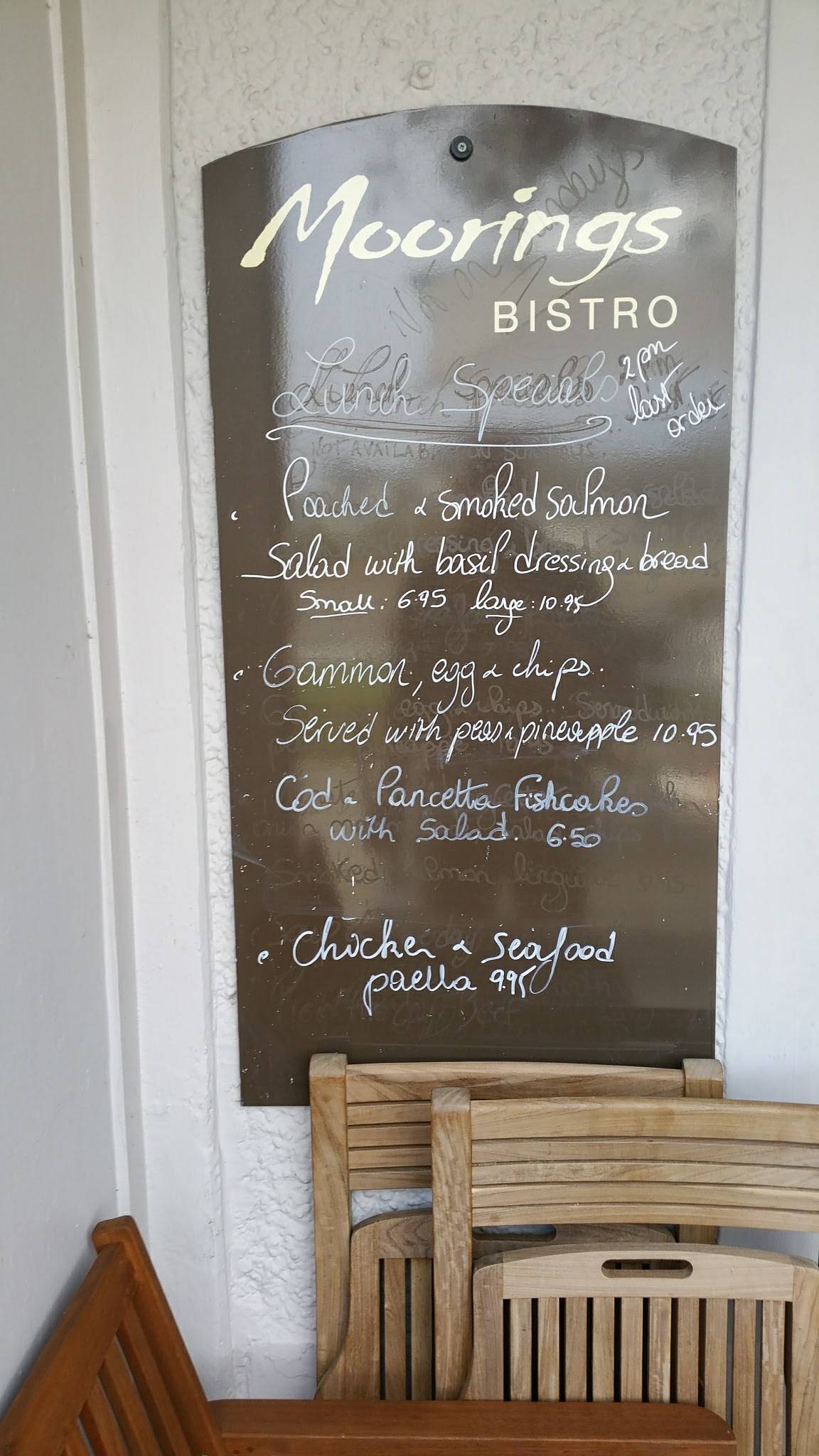 Menu at Moorings Bistro restaurant, BorthyGest