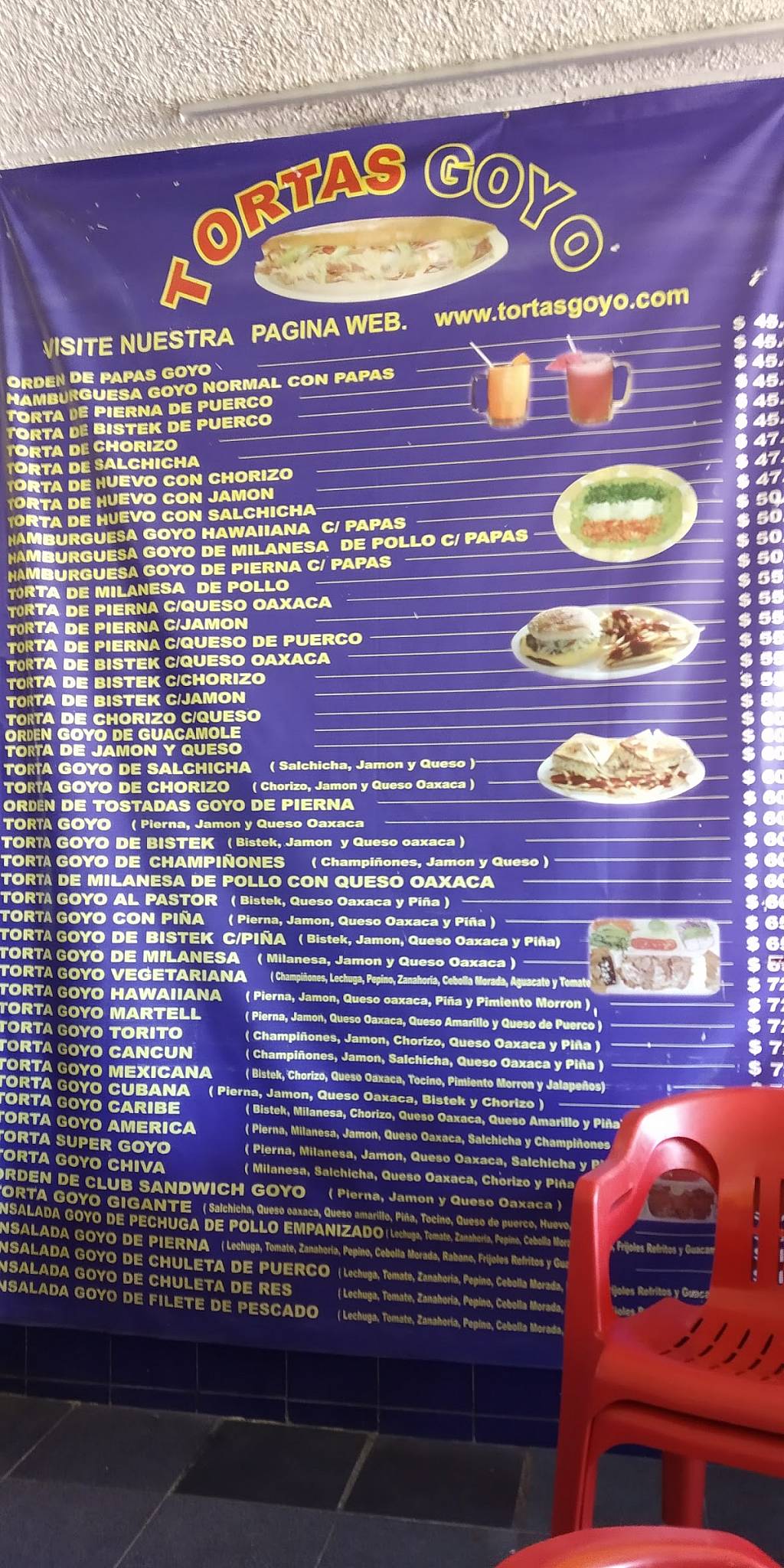 Carta Del Restaurante Tortas Goyo Cancún Av Francisco I Madero Sm 70