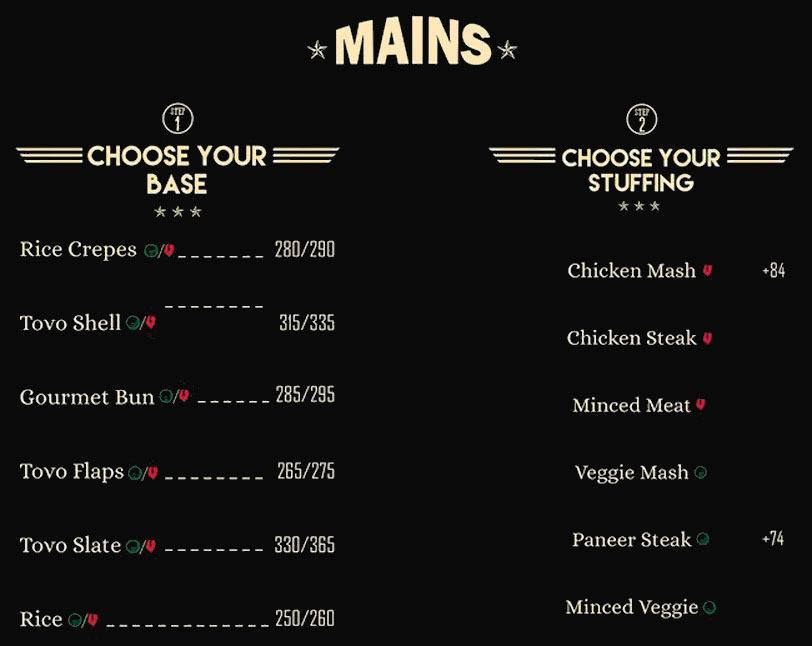 Menu at Tovo Canteen, Chennai, Block AF