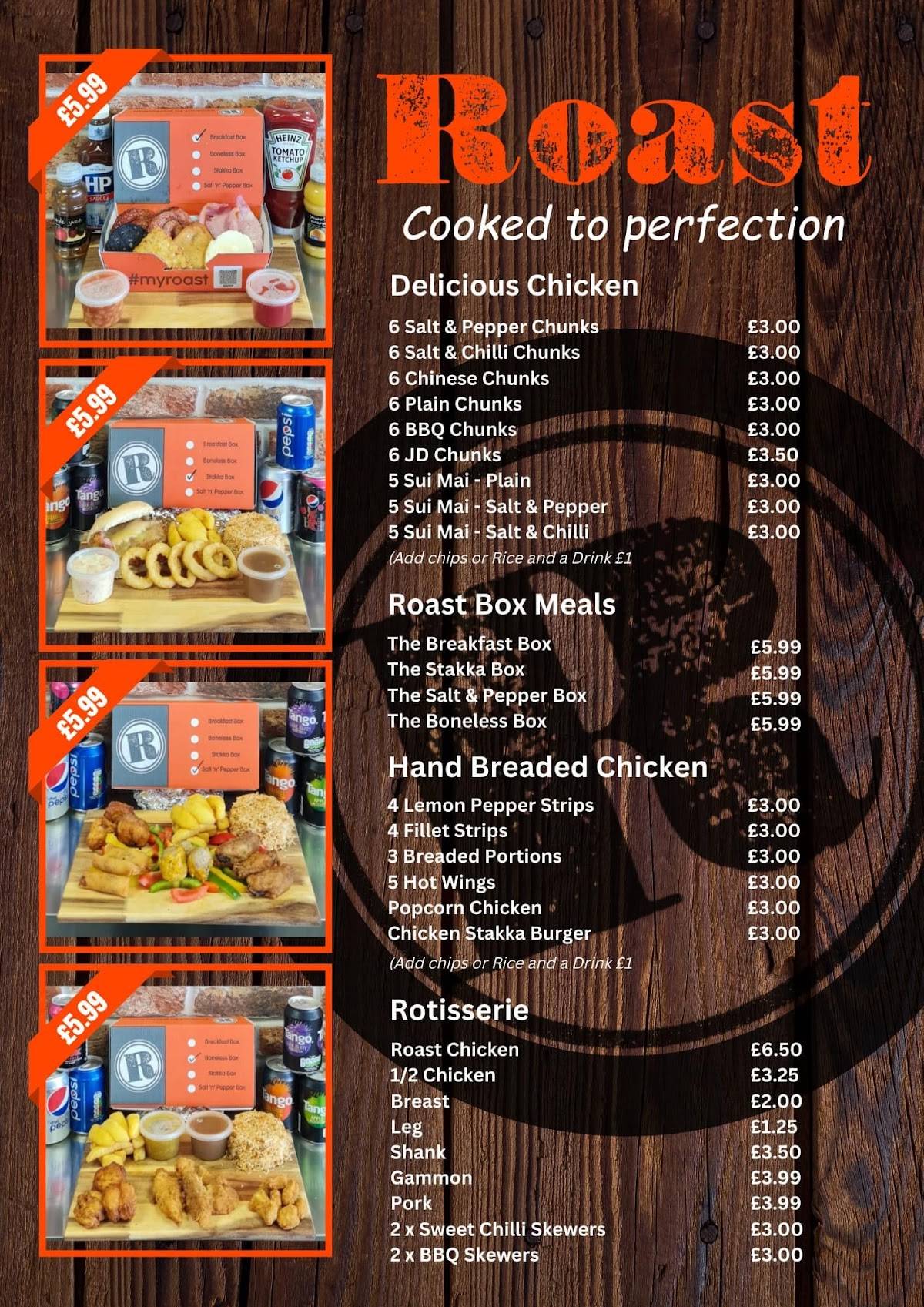 Menu at Roast restaurant, Preston