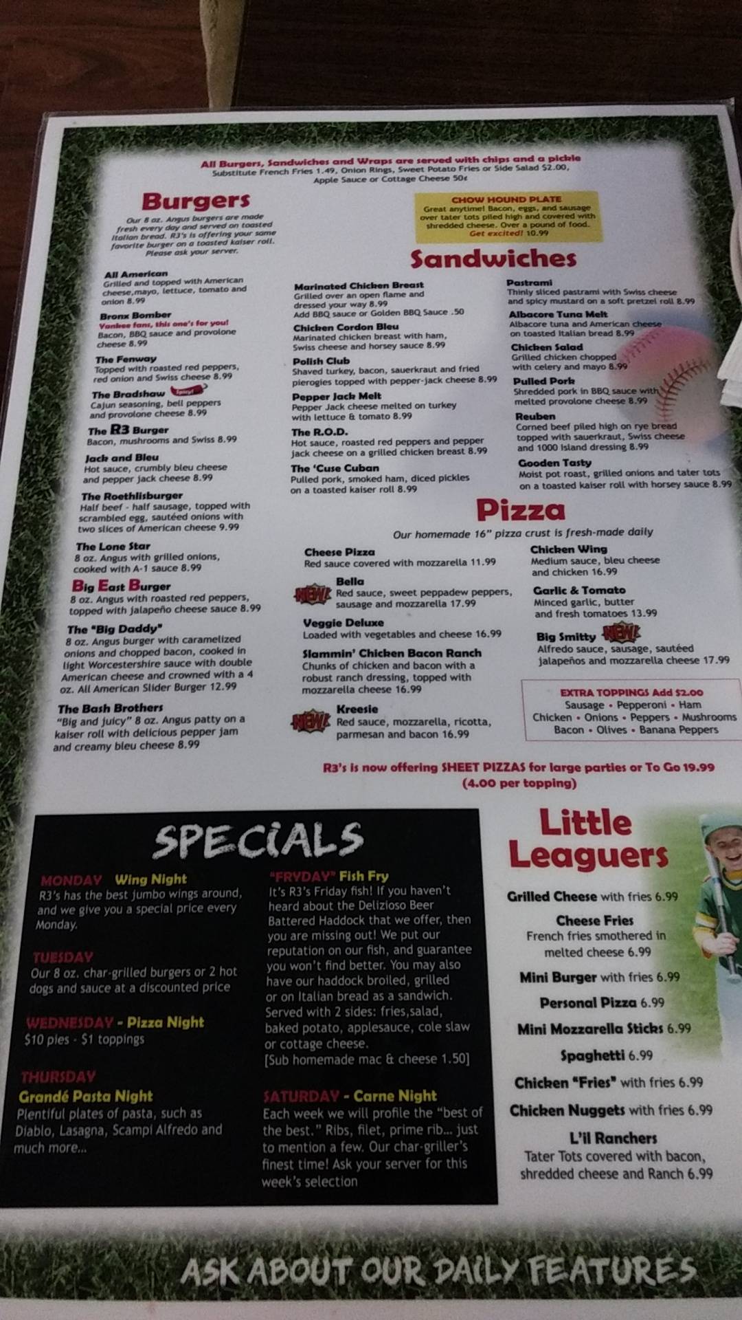 Menu at Roundin Third pub & bar, Elmira