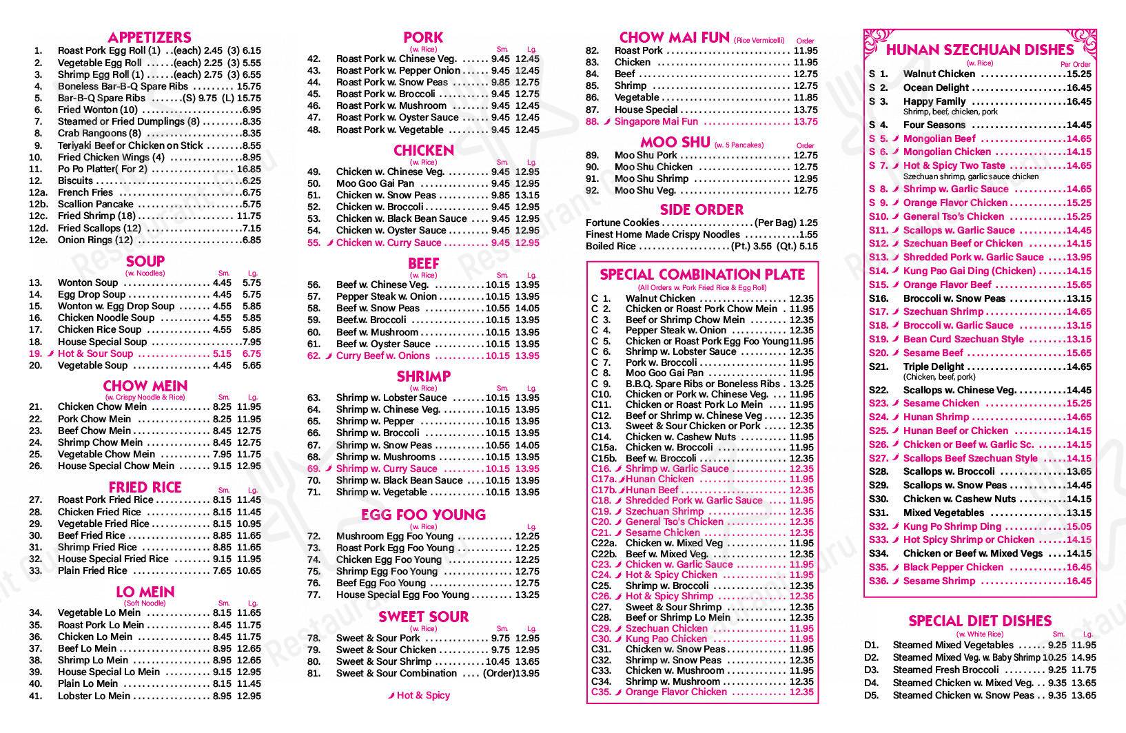 Menu at San Ho Chinese Kitchen restaurant, Norwich