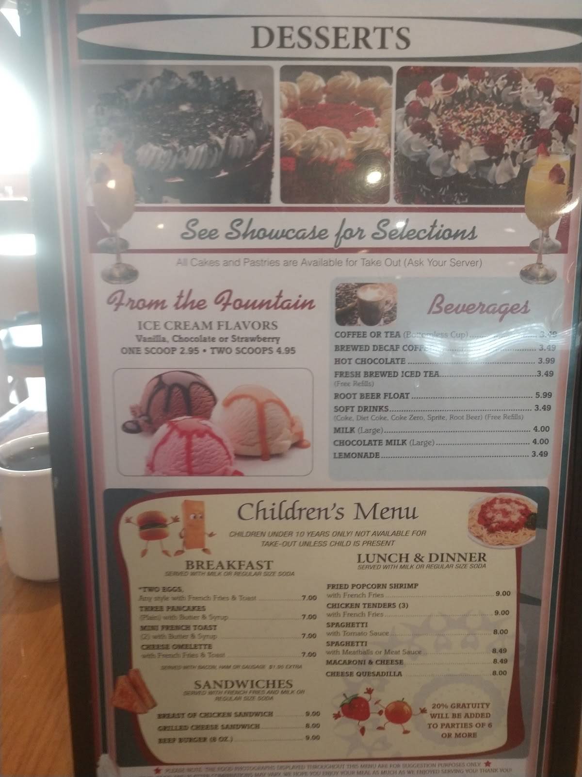 Menu at Sandy Springs Diner restaurant, Sandy Springs, Roswell Rd