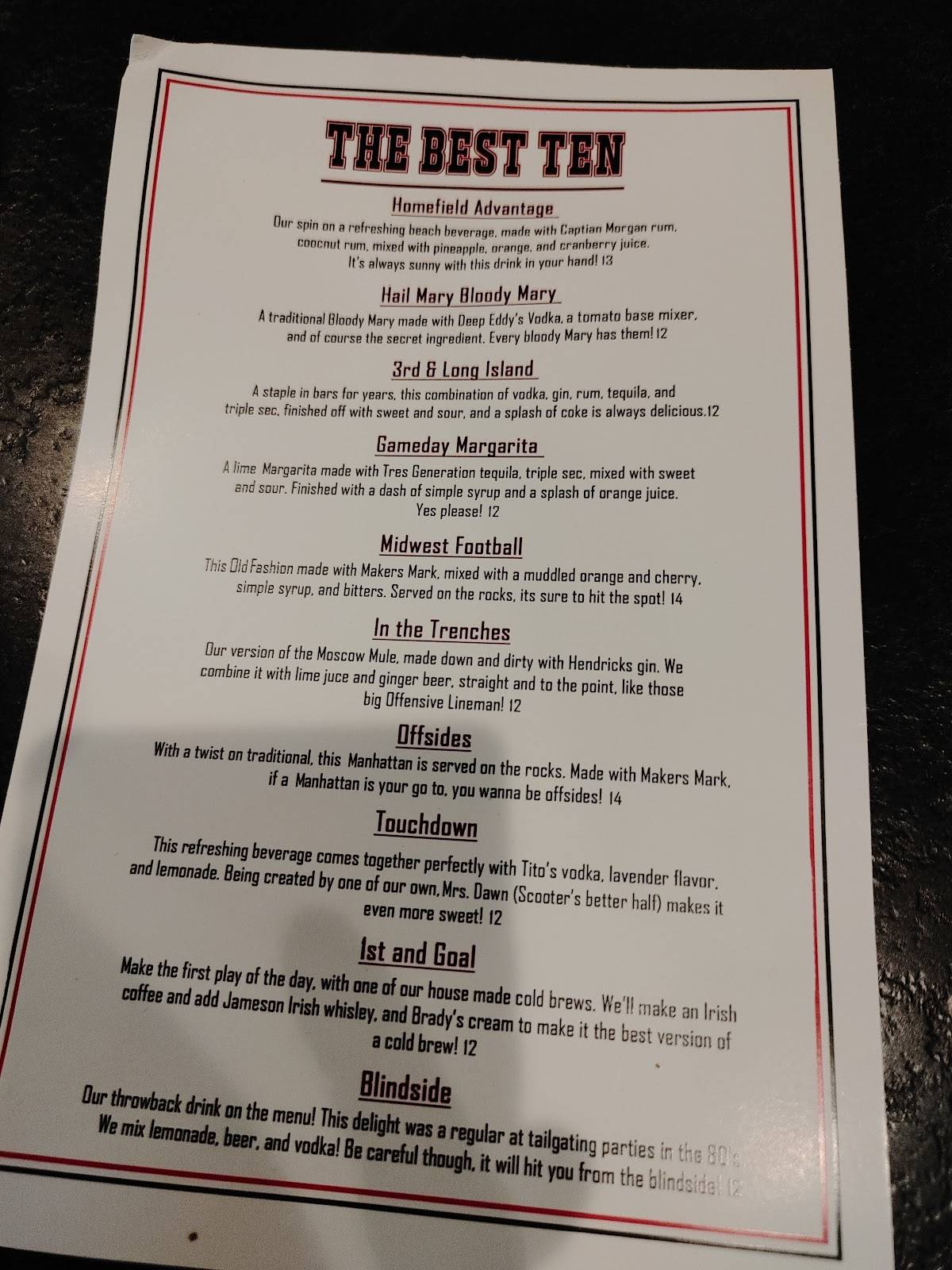 Menu at Scooter's Sports Grill pub & bar, Branson