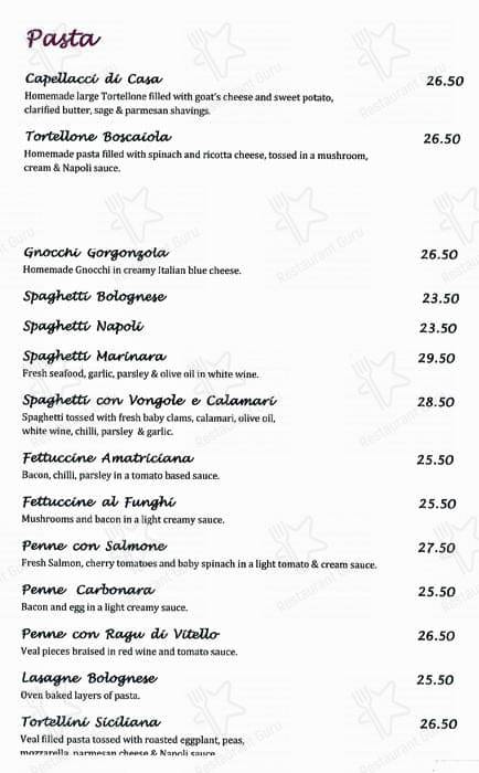 Something Italian menu