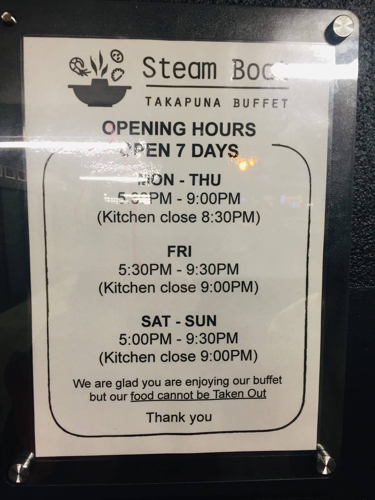 Menu at Steamboat & Korean BBQ Takapuna Buffet, Auckland