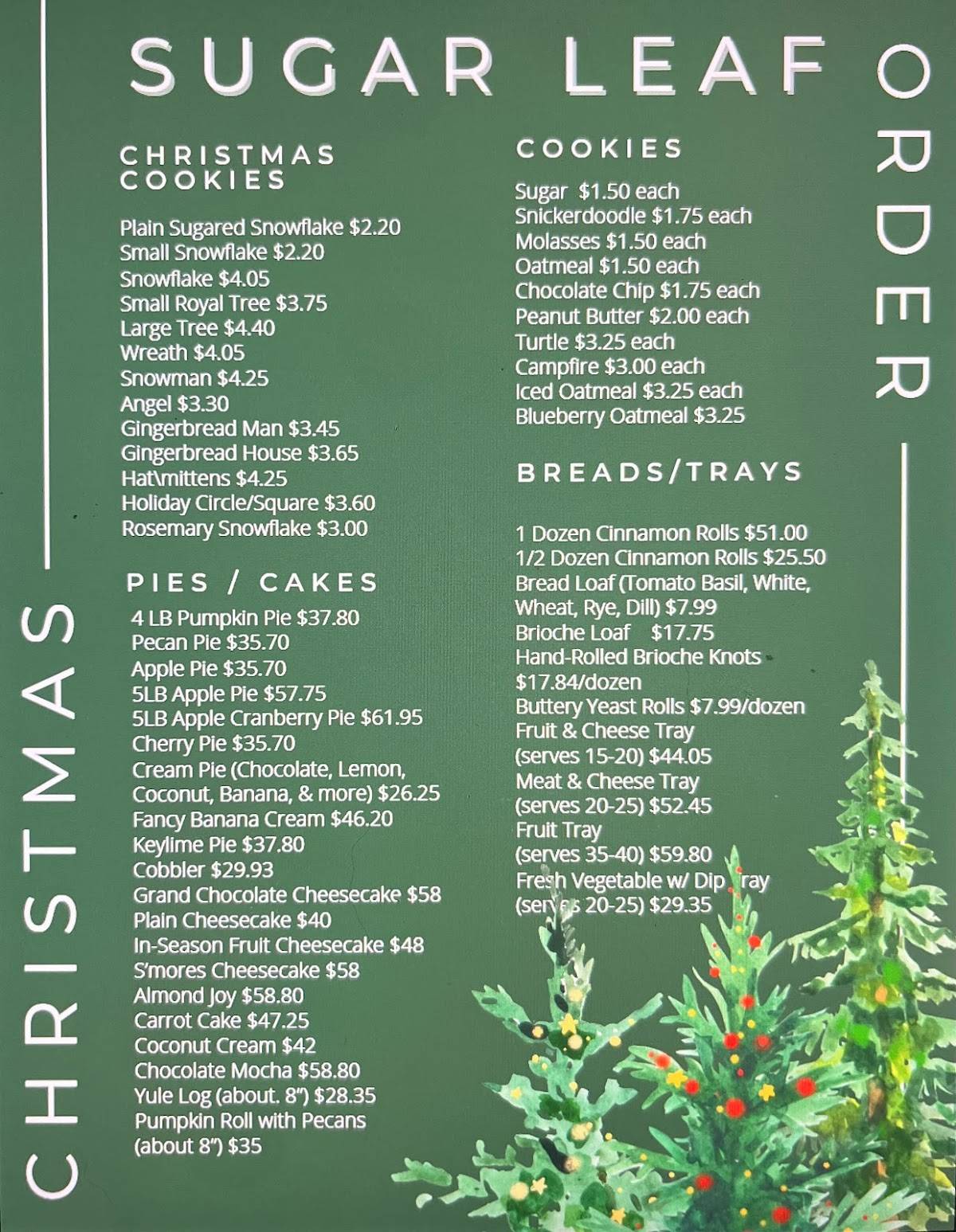 Menu at Sugar Leaf Bakery, Cafe & Espresso, Branson, W 76 Country Blvd