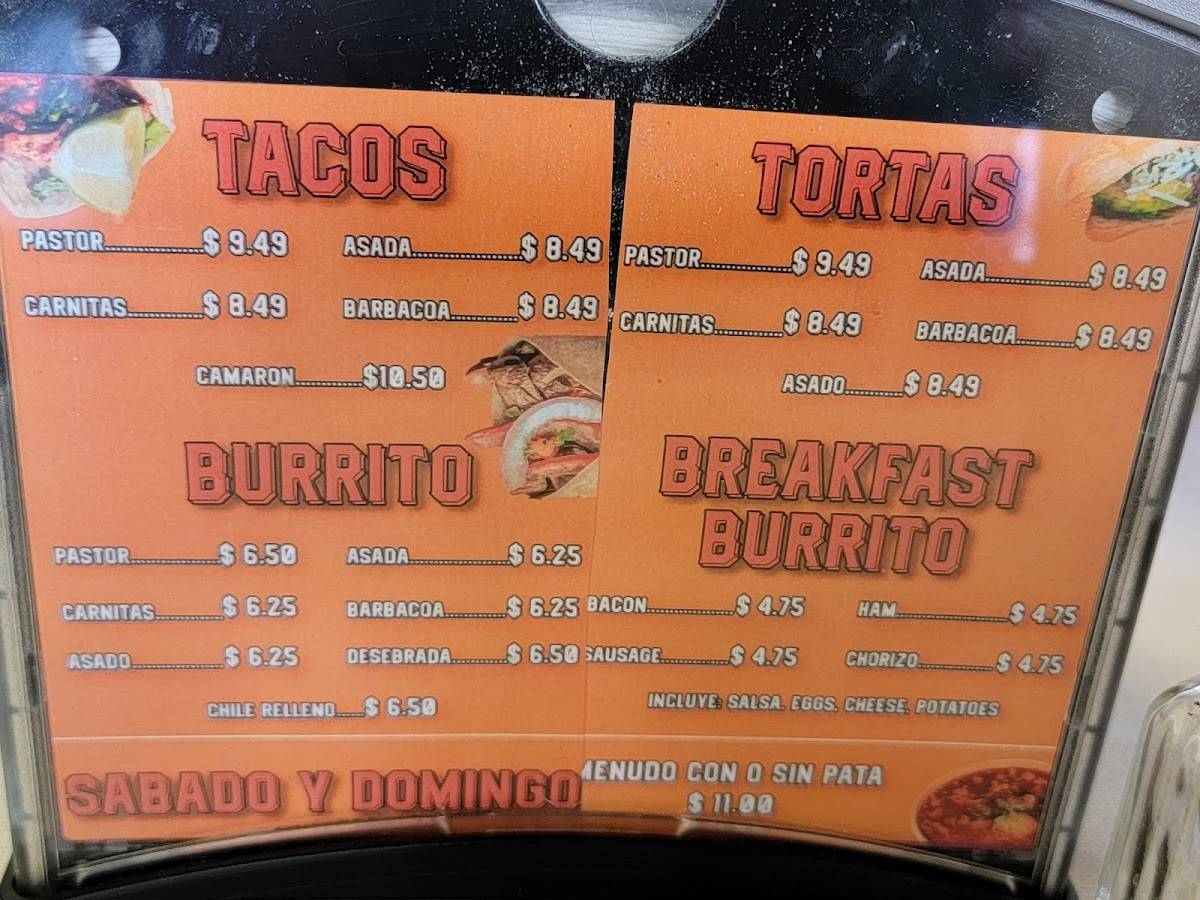 Menu at Taqueria Hagerman cafe, Roswell