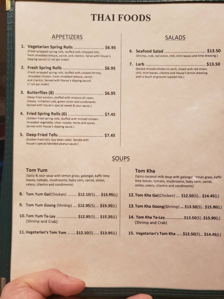 Menu at Tea Garden restaurant, Yakima