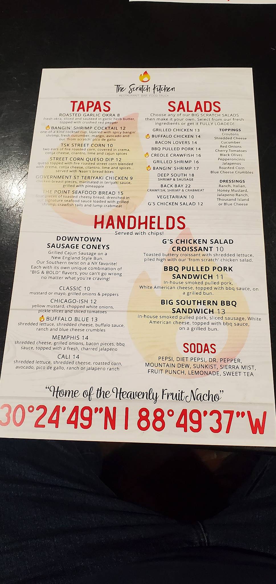 Menu at The Scratch Kitchen & Bar, Ocean Springs