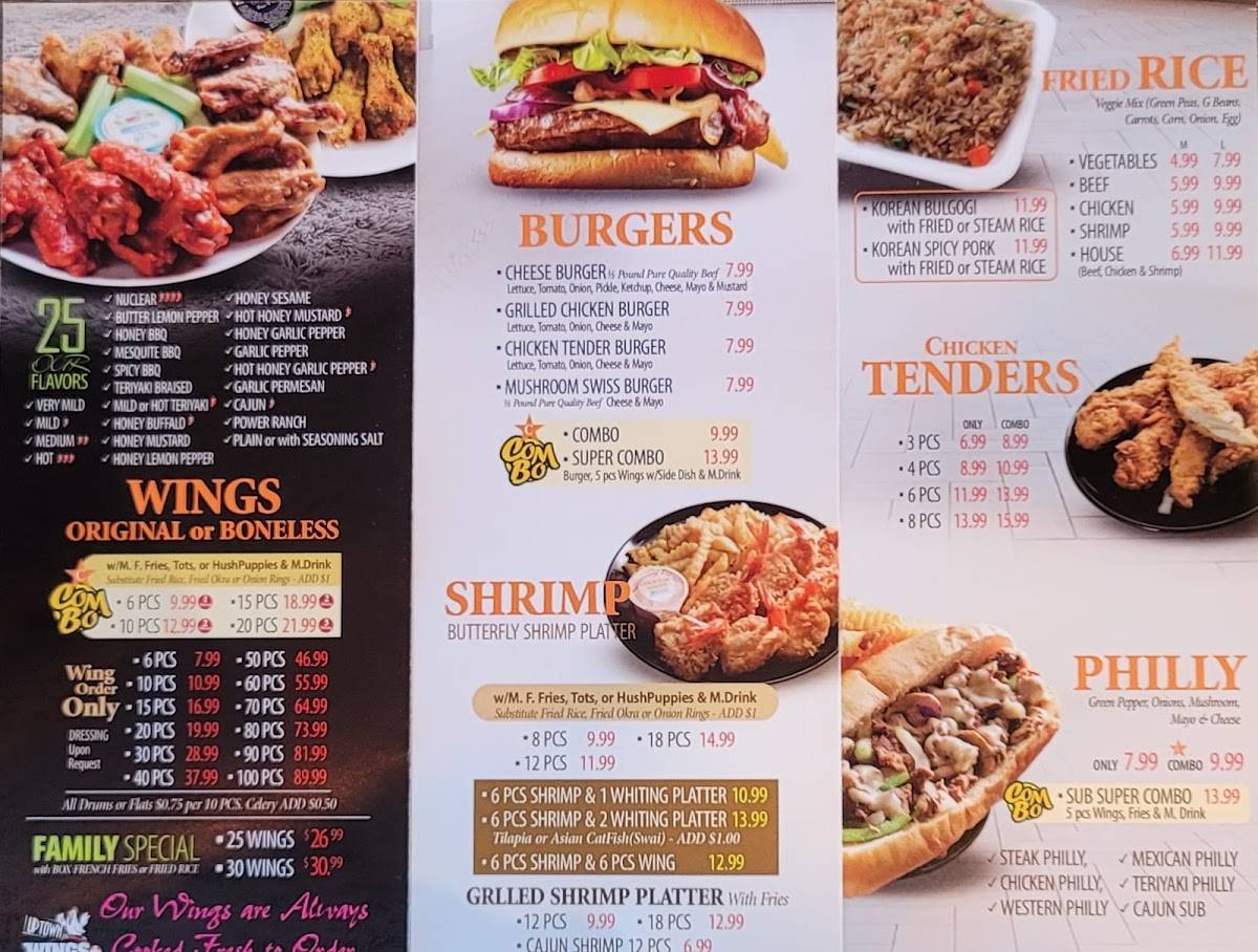 Menu at Uptown wings+ restaurant, Sugar Hill