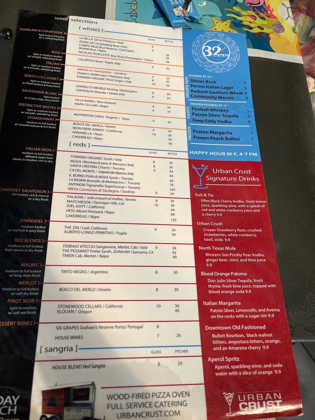 Menu at Urban Crust pub & bar, Plano, E 15th St