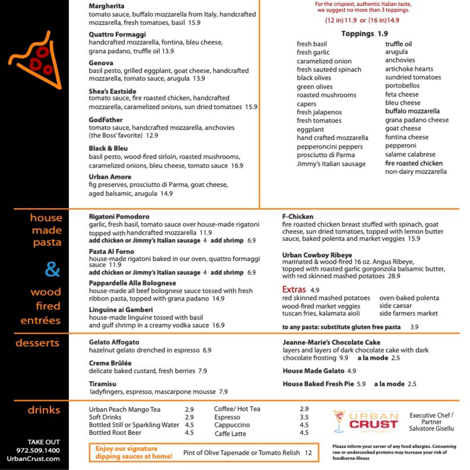 Menu at Urban Crust pub & bar, Plano, E 15th St