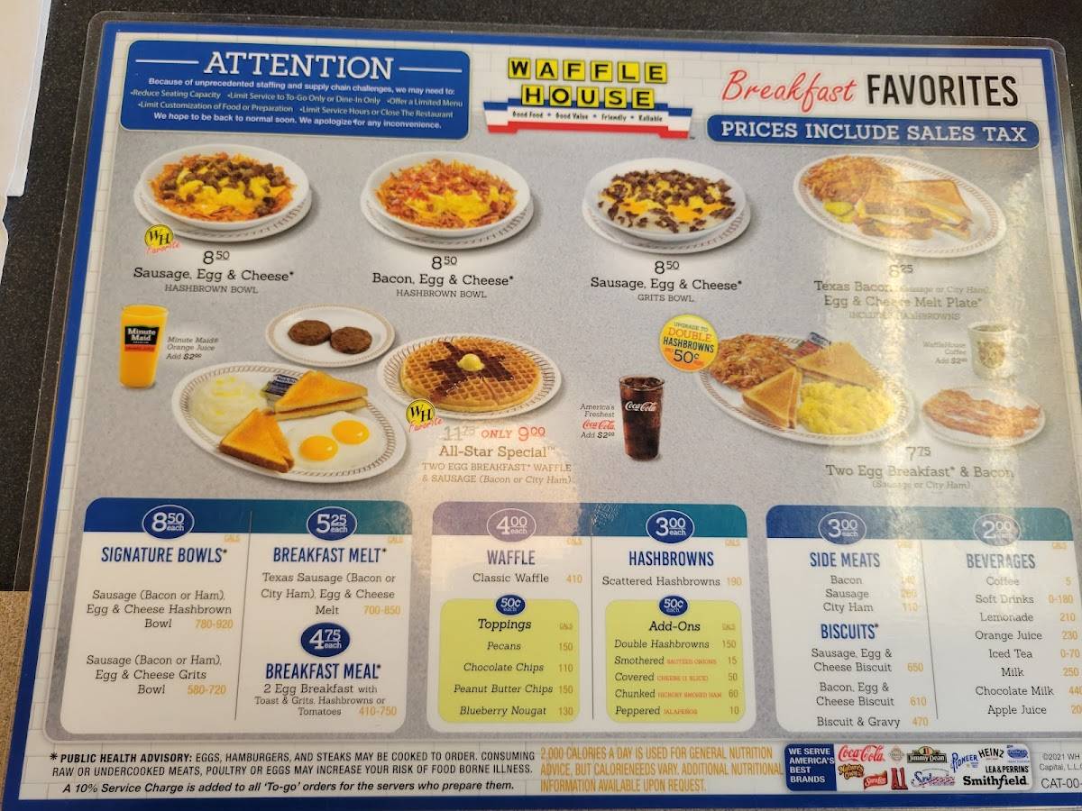 Menu At Waffle House Restaurant, Shelbyville