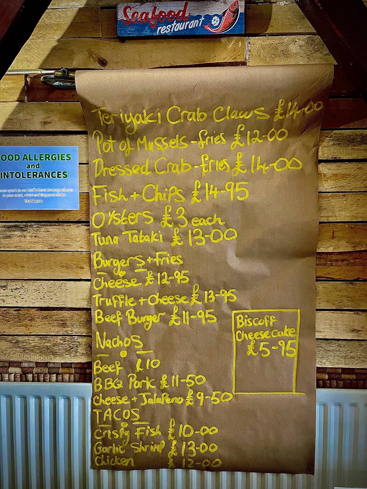 Menu at Chopsticks restaurant, Warwick
