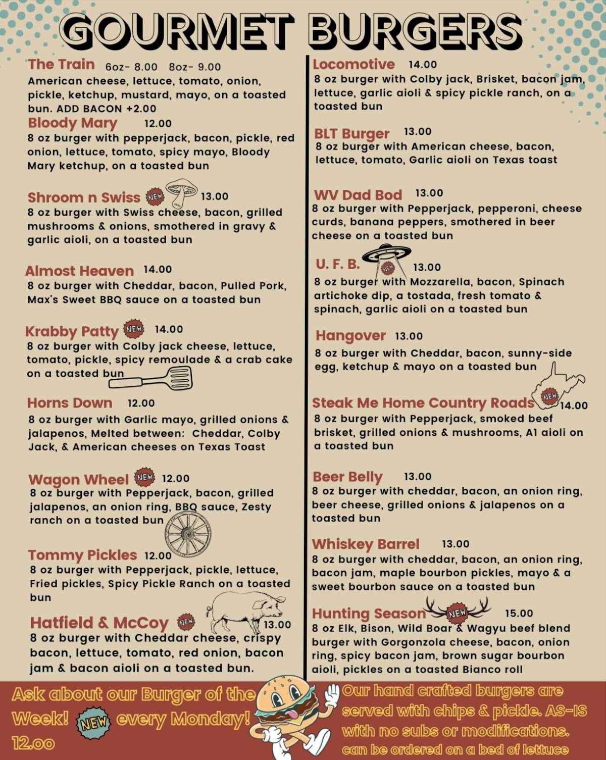 Menu at Whistle Stop Bar and Grill, Buckhannon