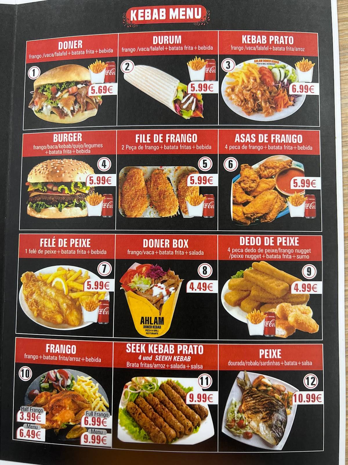 Menu em Ahlam Doner Kebab Pizza & Grill Restaurantee, Baixa da Banheira
