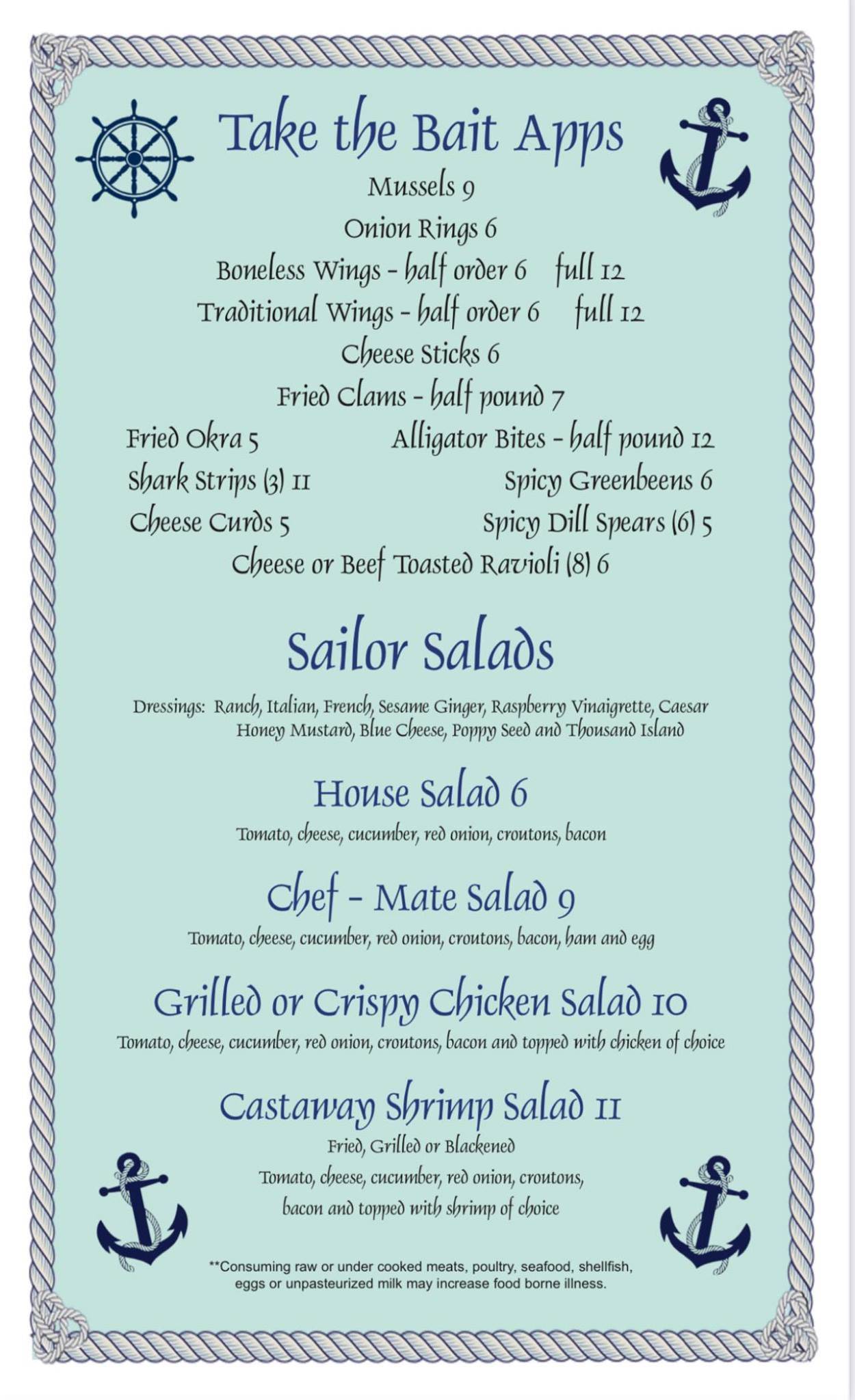 Menu at Anchor Grille restaurant, Sesser, 501 E Franklin Ave