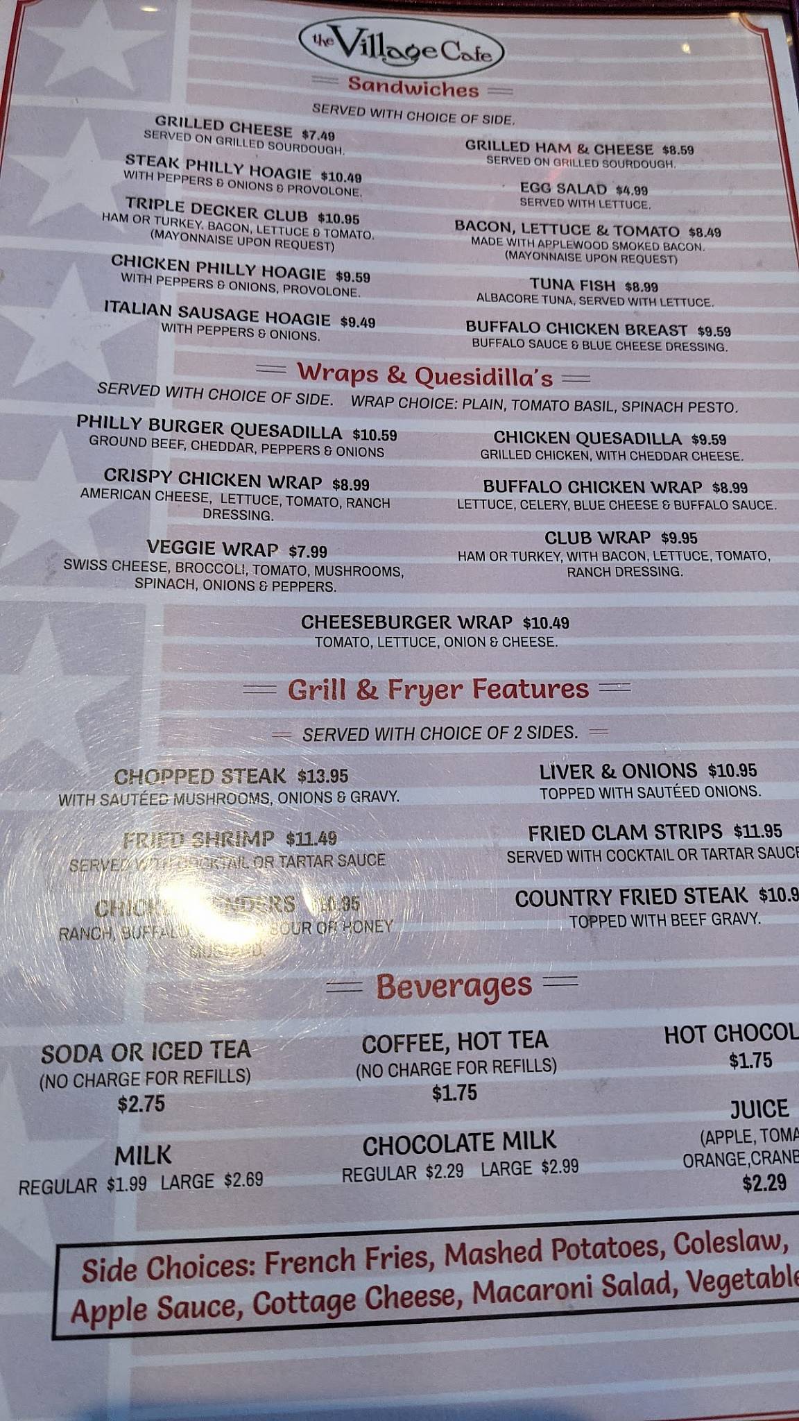 Menu at Village Cafe, Arkport