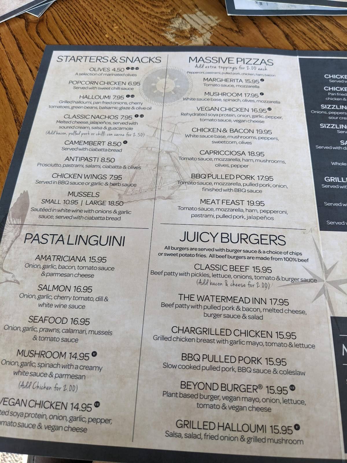 Menu at The Watermead Inn pub & bar, Aylesbury