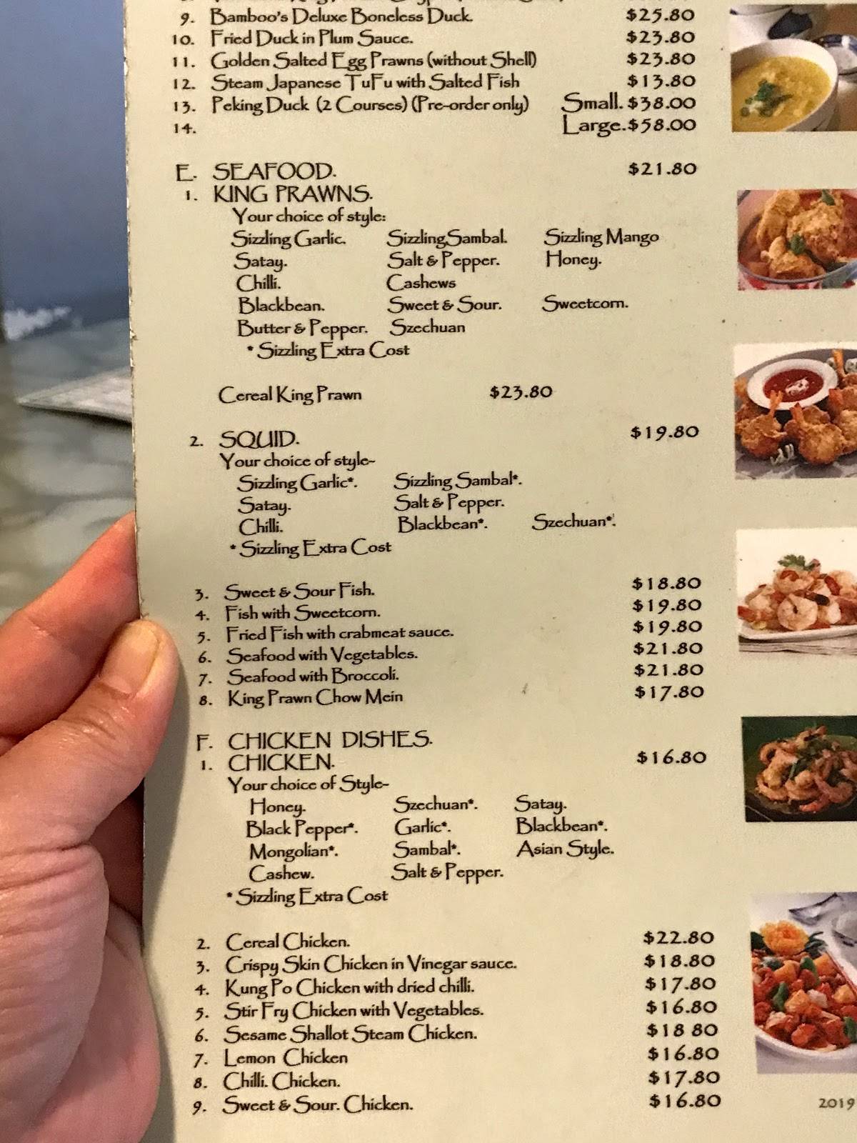 Menu at Bamboo Authentic Singaporean fast food, Willetton