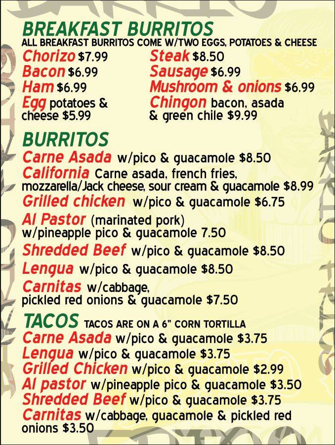 Menu at Barrio Fries Pojoaque, Pojoaque