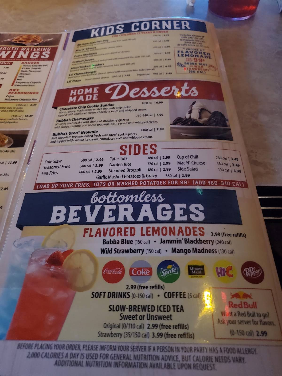 Menu At Bubba's 33 Pizzeria, Glen Burnie